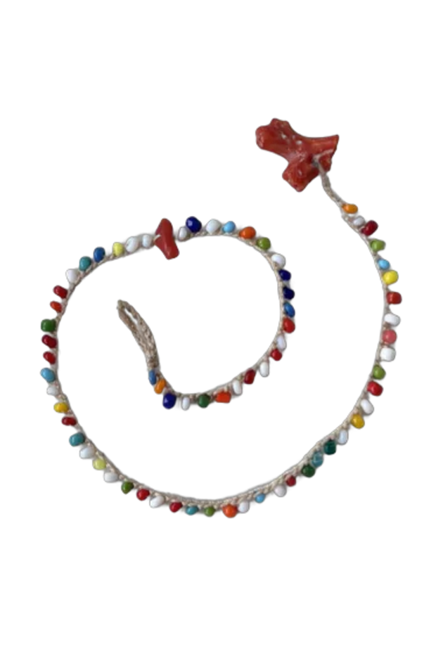 Cavigliera Colorata con pendente corallo