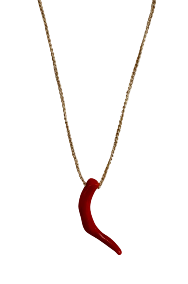 Collana con corno rosso