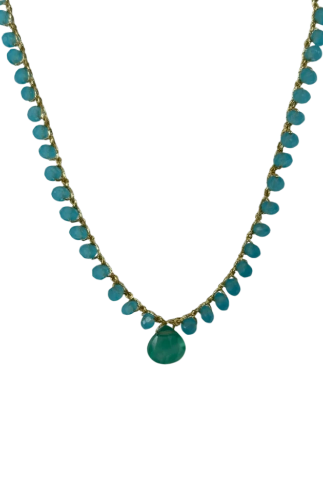 Collana cristalli con pendente verde