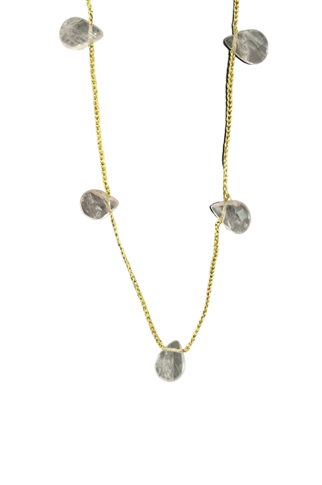 Collana con gocce di quarzo rosa