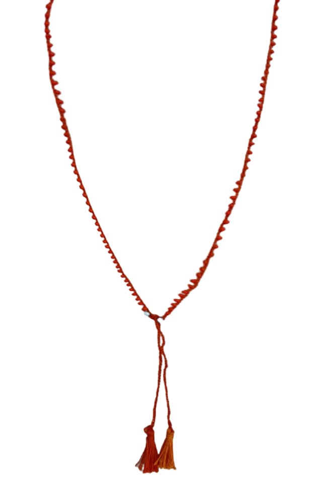 Collana lunga arancione con nappine