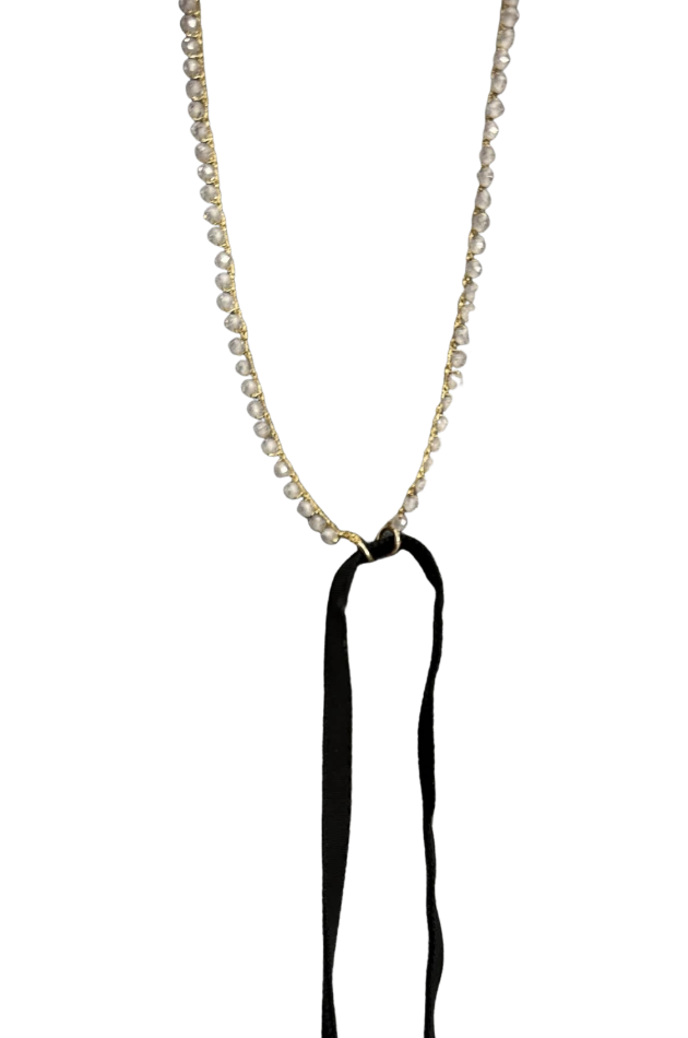 Collana Swarovski con fiocco nero